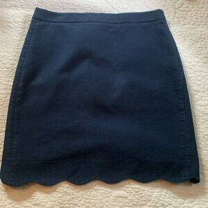 J. Crew Navy skirt with scalloped trim size 6